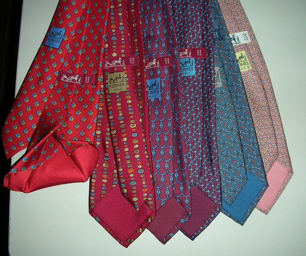 Hermès Printed Silk Tie. Licensed photograph, not an official campaign image.